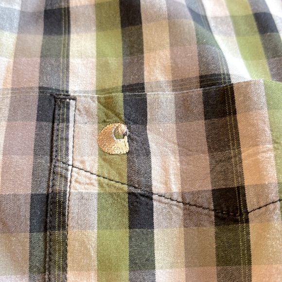 Carhartt Mens Long Sleeve Button Up Shirt Blue And Green Plaid Size‎ Large - Picture 4 of 8